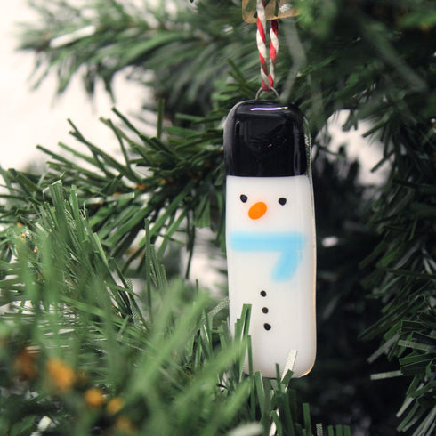 Fused Glass Snowman Christmas Decoration